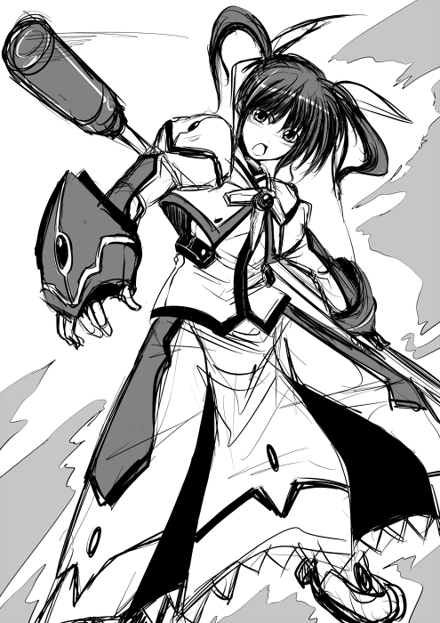 takamachi nanoha and raising heart (lyrical nanoha and 2 more) drawn by hagane_soushi