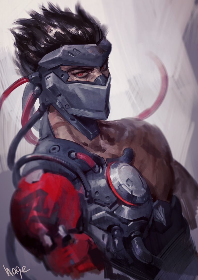 genji and blackwatch genji (overwatch and 1 more) drawn by hage2013