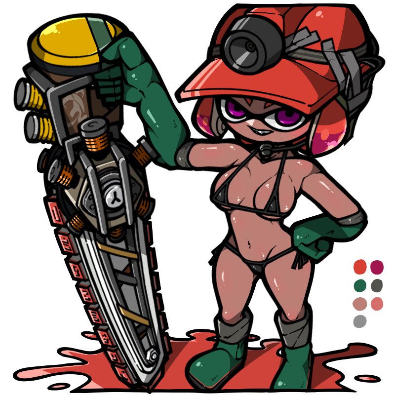 inkling player character and inkling girl (splatoon) drawn by name_omoitukan2