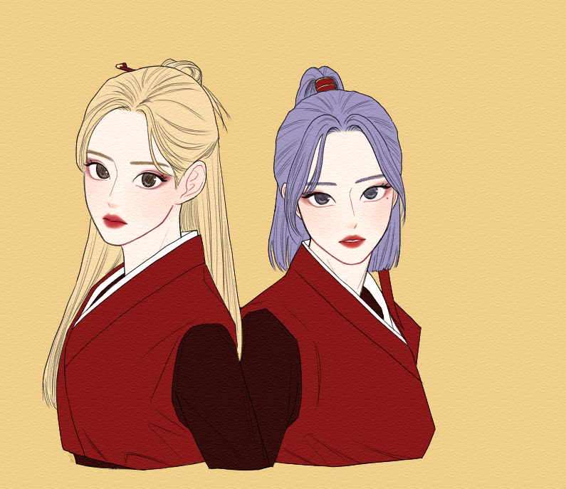 kim lip and haseul (real life and 1 more) drawn by doo_twodot