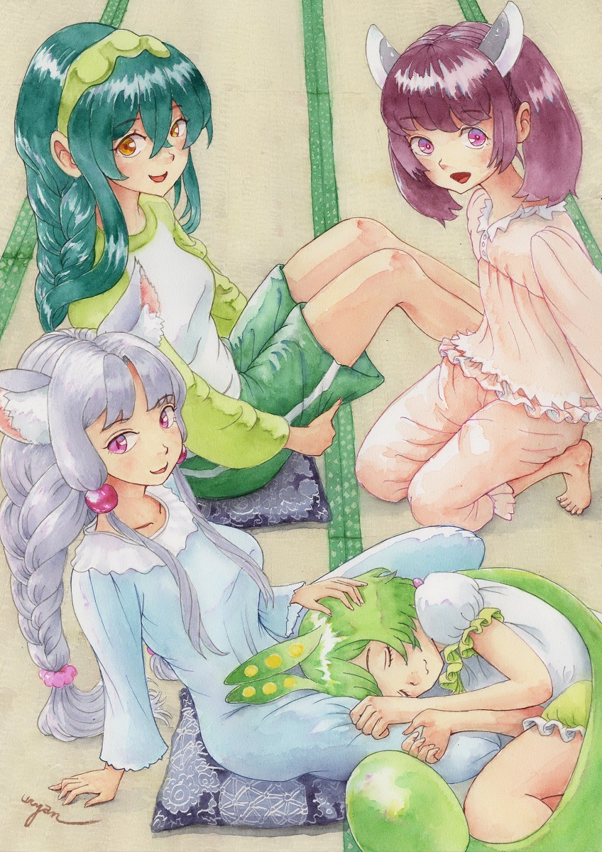 touhoku kiritan, zundamon, touhoku zunko, and touhoku itako (voiceroid and 1 more) drawn by uryan!