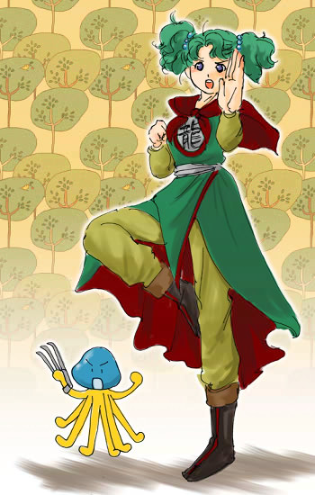 martial artist, heroine, and healslime (dragon quest and 2 more) drawn by nao_(moji)