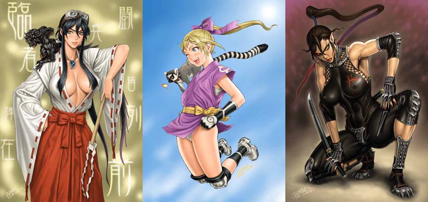 togashi koyori, junis, kaen, and socrates (sengoku ace and 2 more) drawn by tsukasa_jun