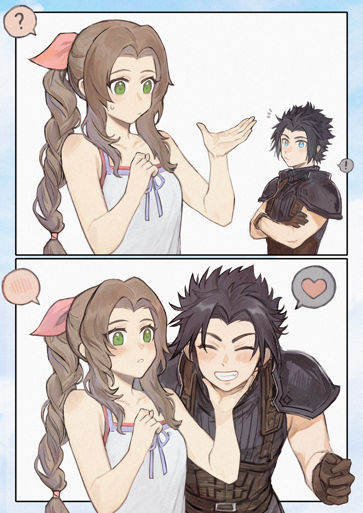 aerith gainsborough and zack fair (final fantasy and 2 more) drawn by ivy60530