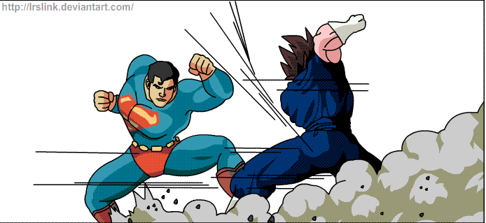 vegetto and superman (dragon ball and 3 more) drawn by lrslink