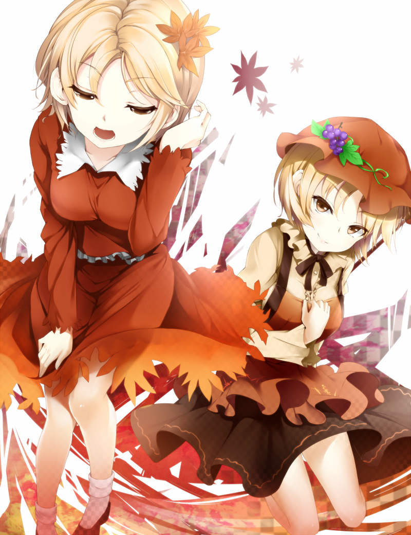 aki minoriko and aki shizuha (touhou) drawn by jurakin