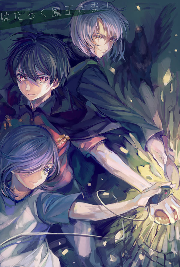 maou sadao, ashiya shirou, and urushihara hanzou (hataraku maou-sama!) drawn by ame_yamori