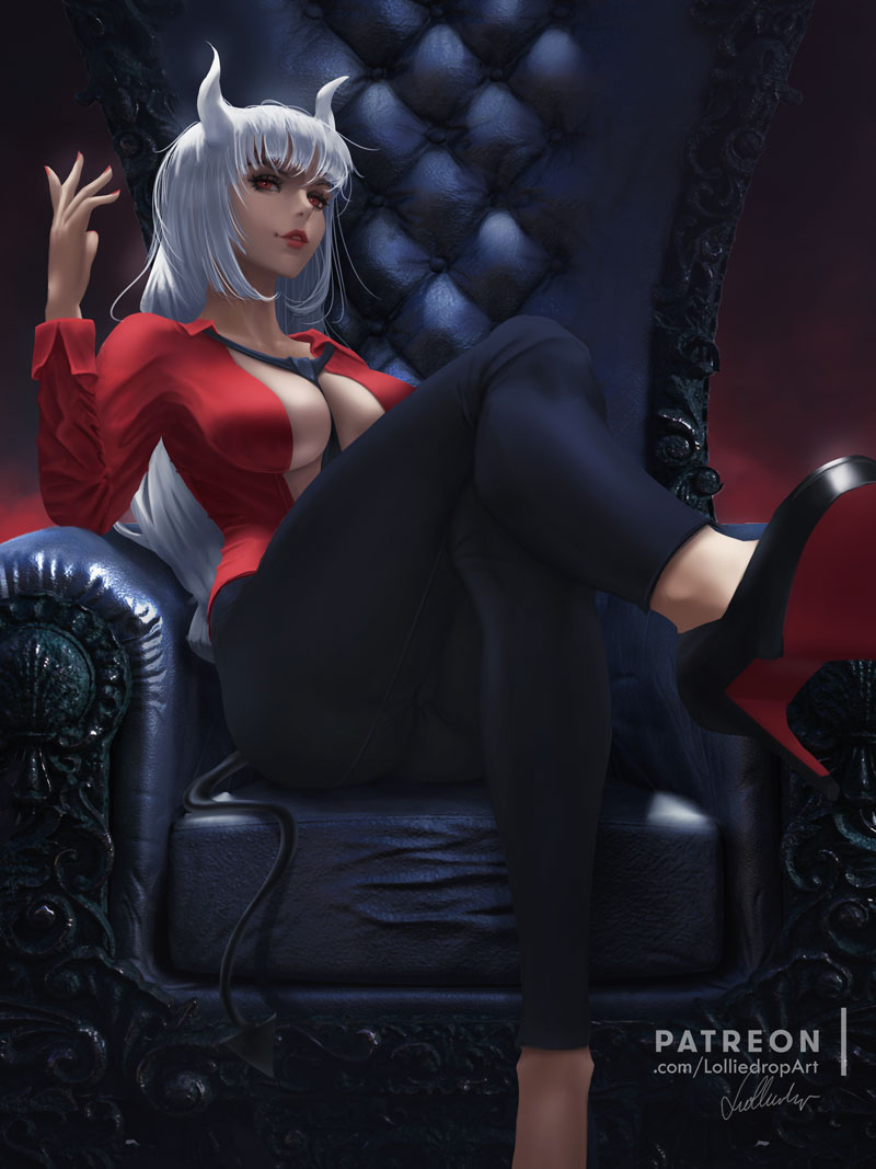 lucifer (helltaker) drawn by lolliedrop