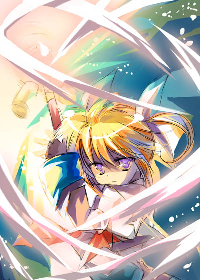 takamachi nanoha and raising heart (lyrical nanoha and 2 more) drawn by hayakawa_harui and rei_(rei's_room)