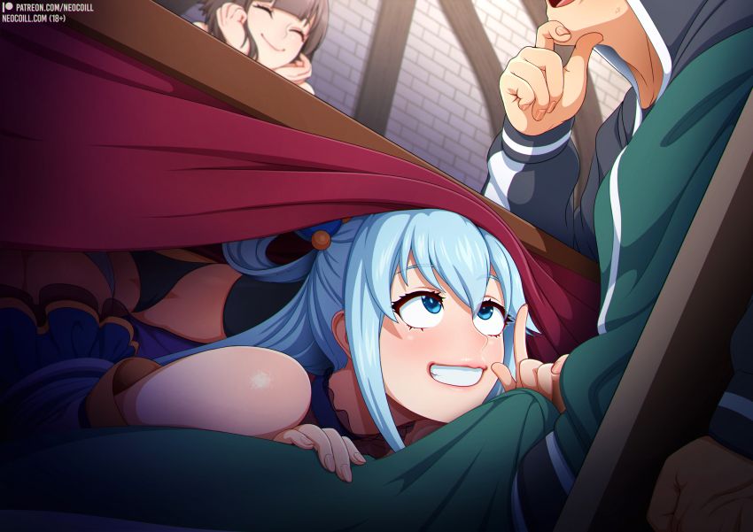 megumin, aqua, and satou kazuma (kono subarashii sekai ni shukufuku wo!) drawn by neocoill