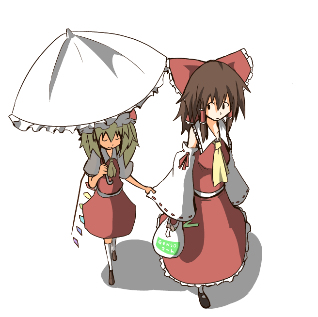 hakurei reimu and flandre scarlet (touhou) drawn by asyura_kumo