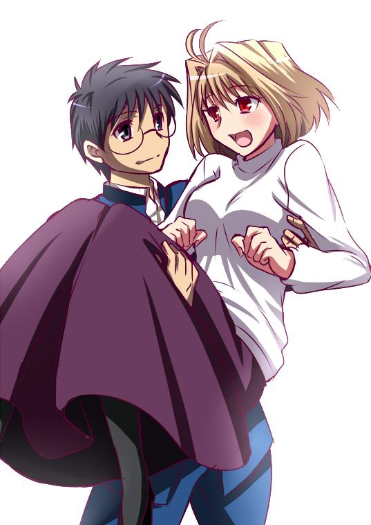 arcueid brunestud and tohno shiki (tsukihime) drawn by urako