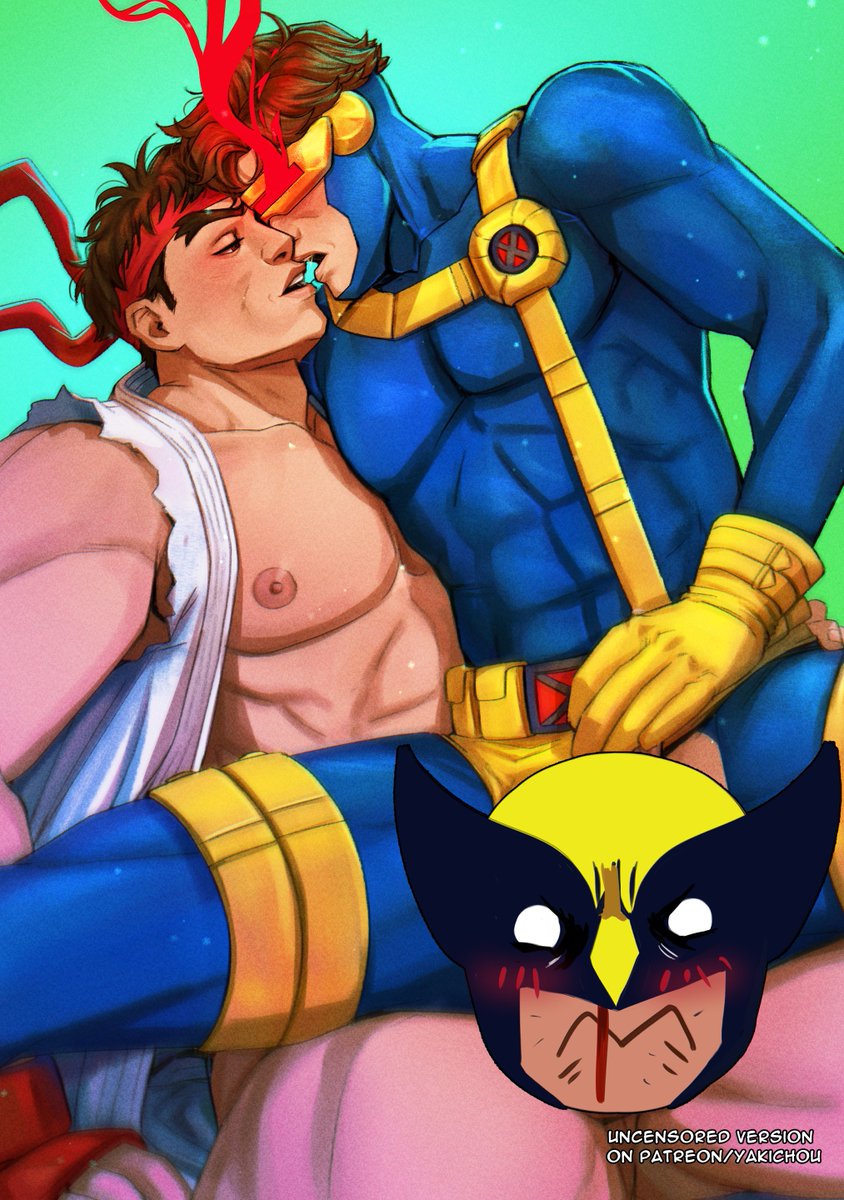 ryu, wolverine, and cyclops (street fighter and 4 more) drawn by yakichou
