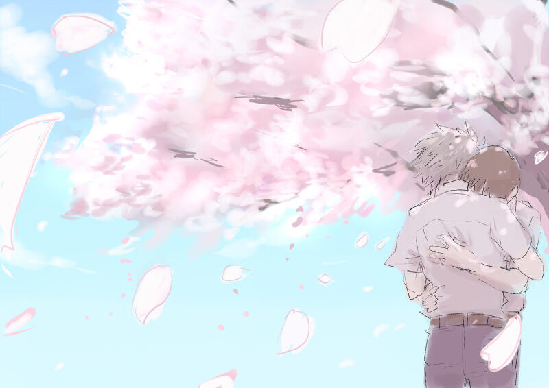 ikari shinji and nagisa kaworu (neon genesis evangelion) drawn by hezeo_(suz888)