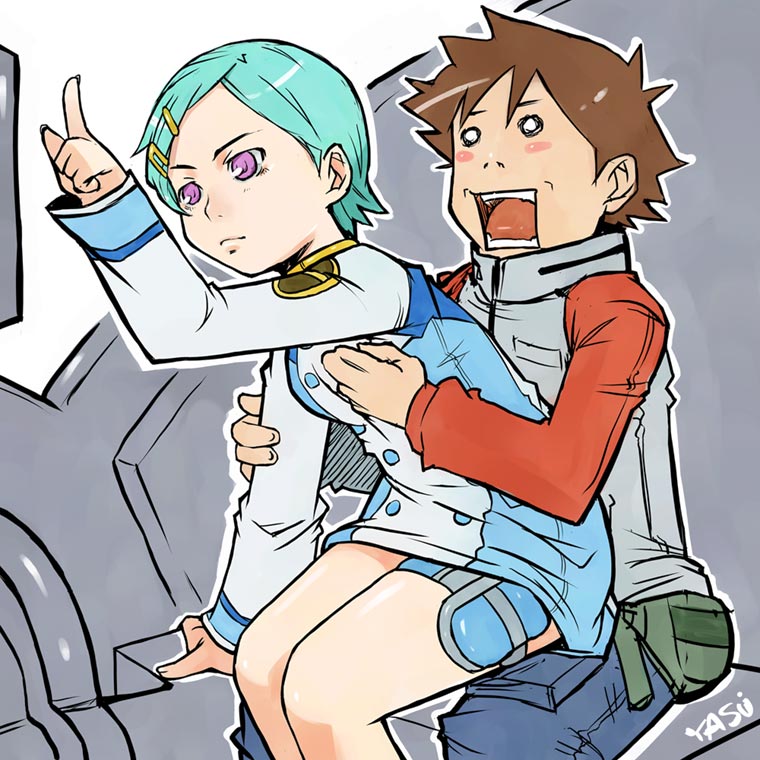 eureka and renton thurston (eureka seven) drawn by yokoyama_yasushi