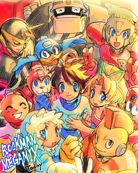 roll, mega man, rush, cut man, elec man, and 6 more (mega man and 2 more) drawn by gotou_(toriwasa)