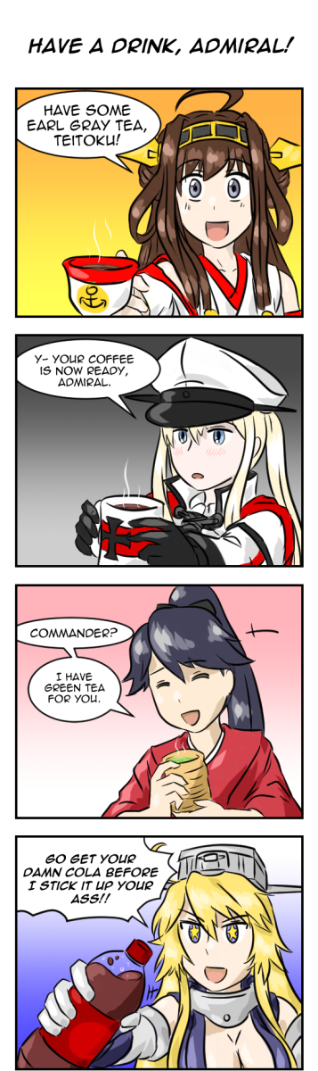 kongou, houshou, iowa, and graf zeppelin (kantai collection) drawn by admiral_paru