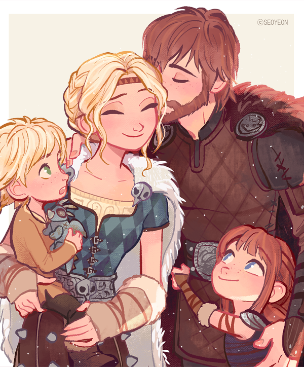 astrid hofferson, hiccup horrendous haddock iii, zephyr haddock, and nuffink haddock (how to train your dragon and 1 more) drawn by seoyeon