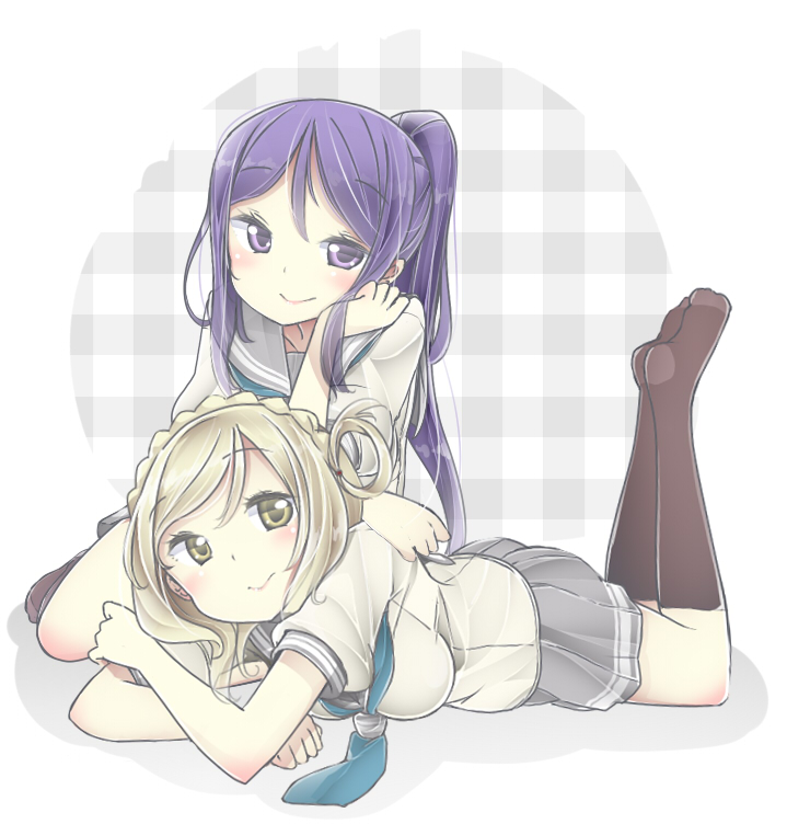 matsuura kanan and ohara mari (love live! and 1 more) drawn by buta_(rennto3)