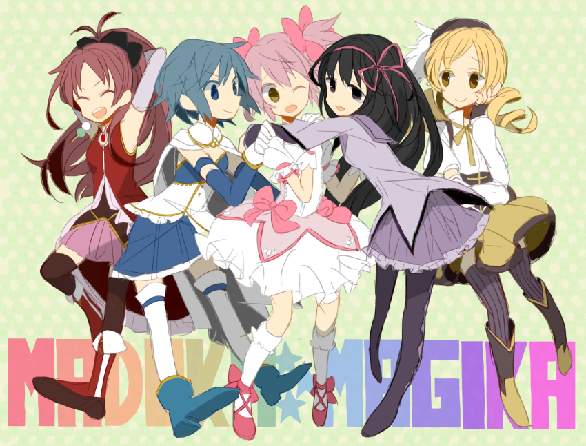 akemi homura, kaname madoka, miki sayaka, sakura kyoko, and tomoe mami (mahou shoujo madoka magica) drawn by toco_(7037034)