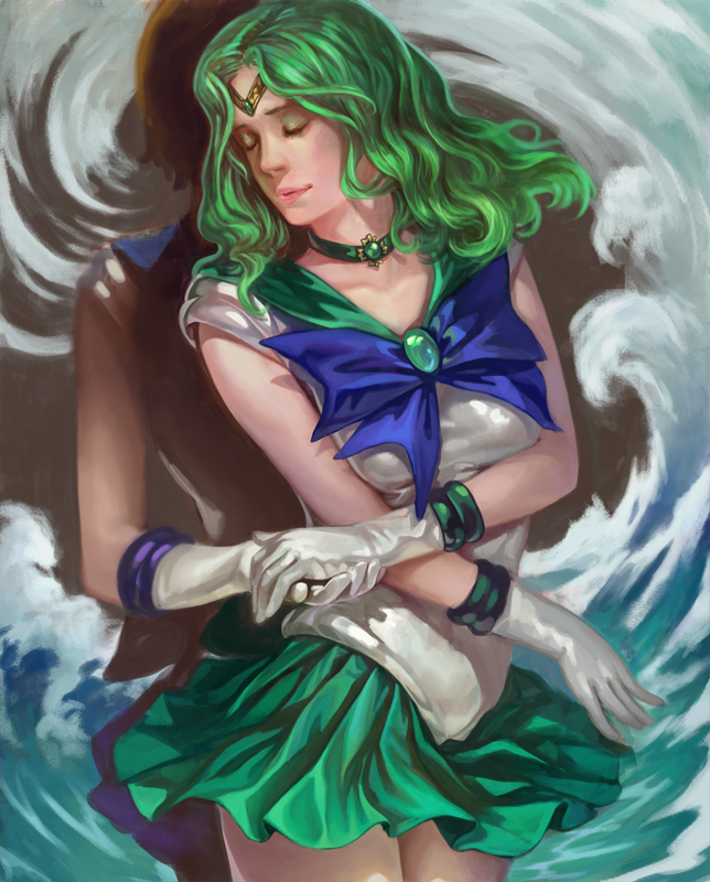 ten'ou haruka, kaiou michiru, sailor uranus, and sailor neptune (bishoujo senshi sailor moon) drawn by k-bose
