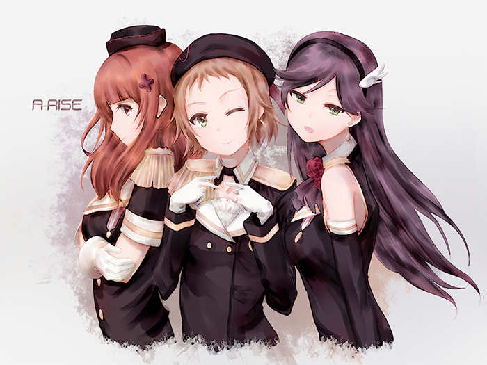kira tsubasa, yuki anju, and todo erena (love live! and 1 more) drawn by ivioss