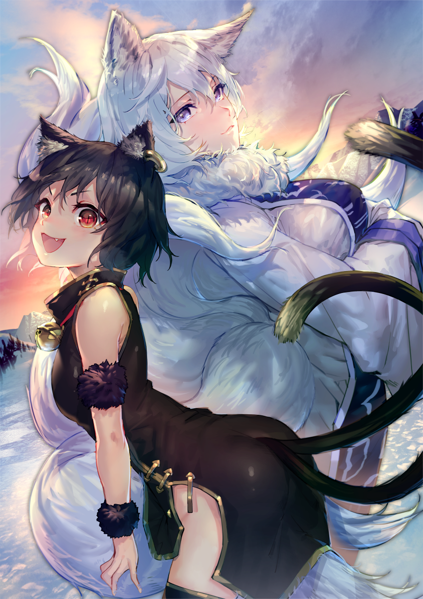 yakumo ran and chen (touhou) drawn by u_u_zan