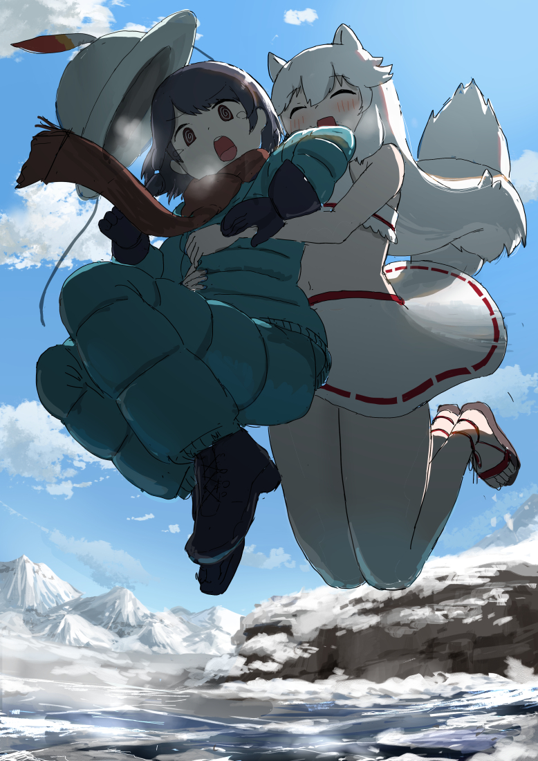 captain and arctic fox (kemono friends and 1 more) drawn by yumeumi_sousaku