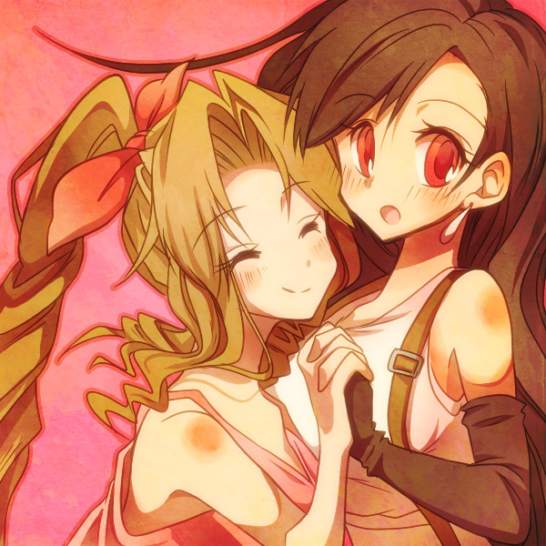 tifa lockhart and aerith gainsborough (final fantasy and 1 more) drawn by atom_(@tom)