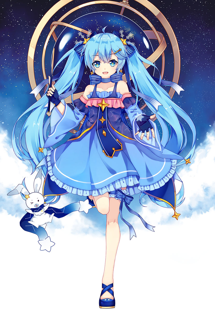 hatsune miku, yuki miku, and rabbit yukine (vocaloid and 1 more) drawn by akipiz