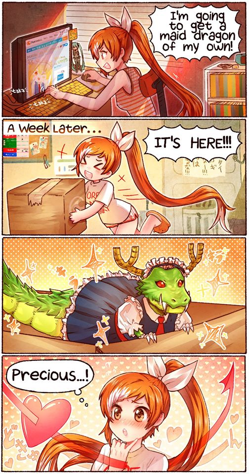 tohru and hime (kobayashi-san chi no maidragon and 1 more) drawn by kataro