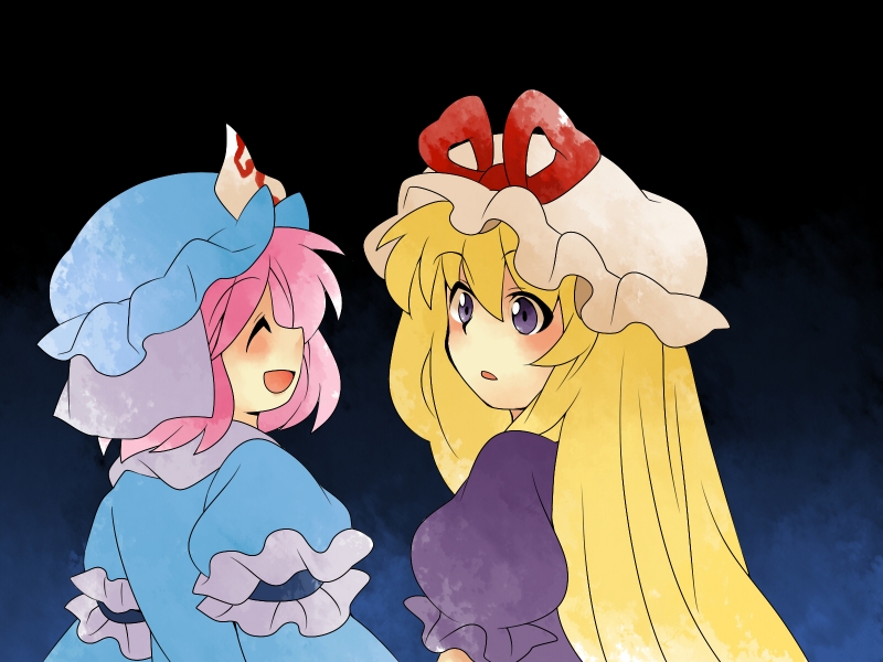 yakumo yukari and saigyouji yuyuko (touhou) drawn by hammer_(sunset_beach)