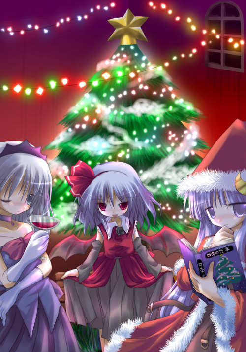 remilia scarlet, izayoi sakuya, and patchouli knowledge (touhou) drawn by izumi_yukiru