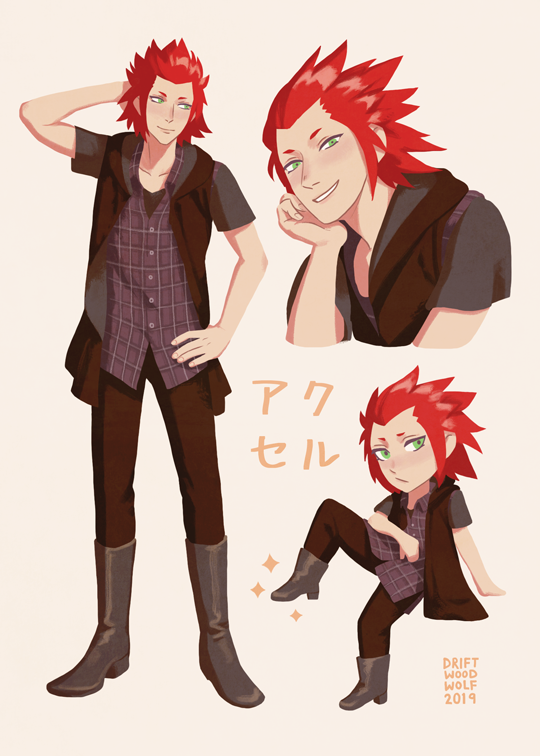 axel (kingdom hearts and 1 more) drawn by driftwoodwolf