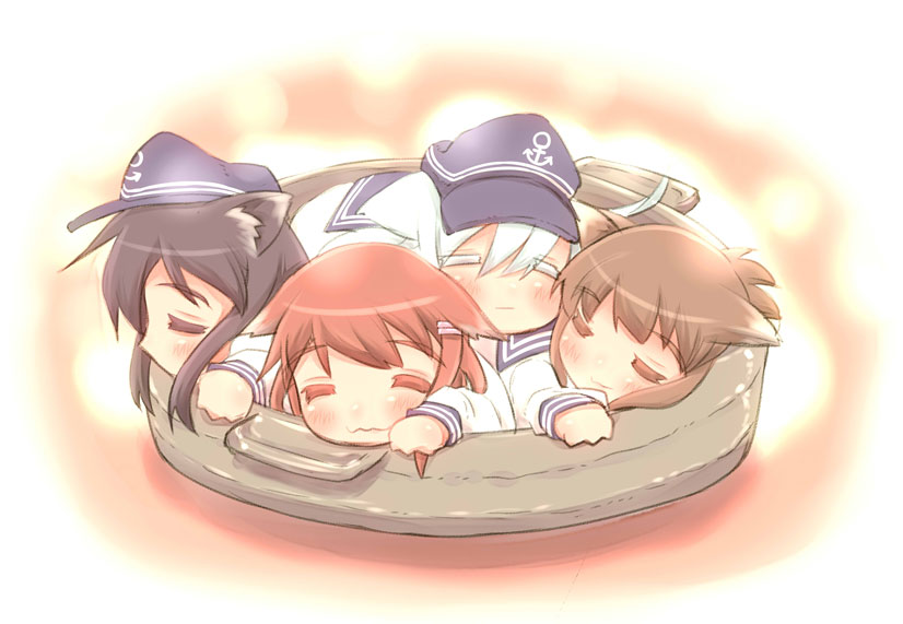 hibiki, inazuma, ikazuchi, and akatsuki (kantai collection) drawn by u-non_(annon'an)