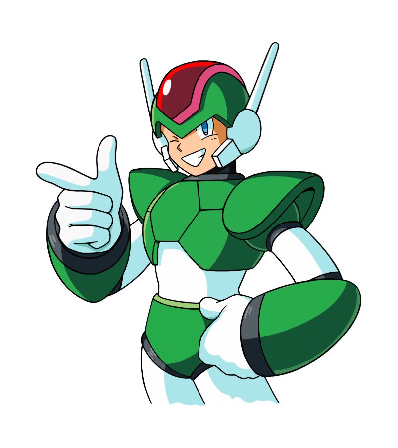 green biker dude (mega man and 2 more) drawn by sprinqgueen