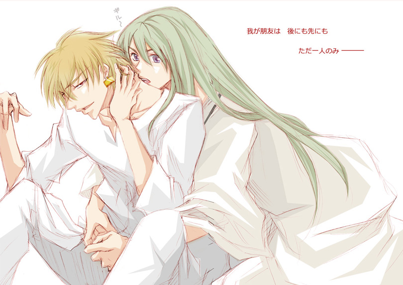 gilgamesh and enkidu (fate and 3 more) drawn by rrside