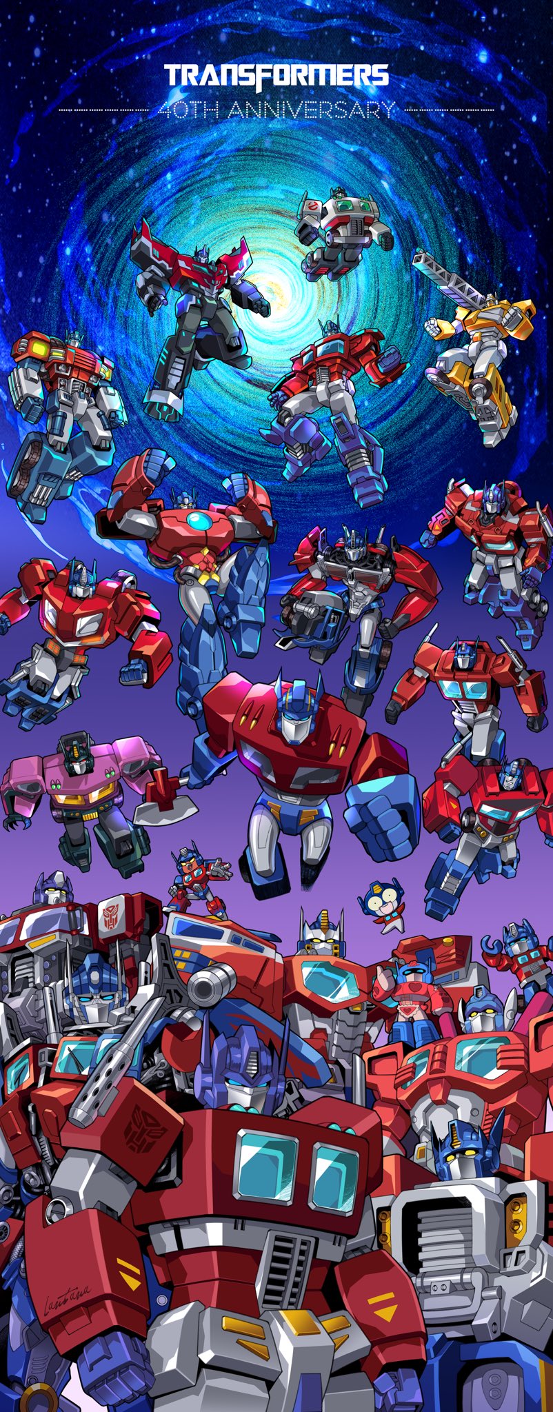 optimus prime, red, fire convoy, convoy, galaxy convoy, and 2 more (transformers and 18 more) drawn by lantana0_0