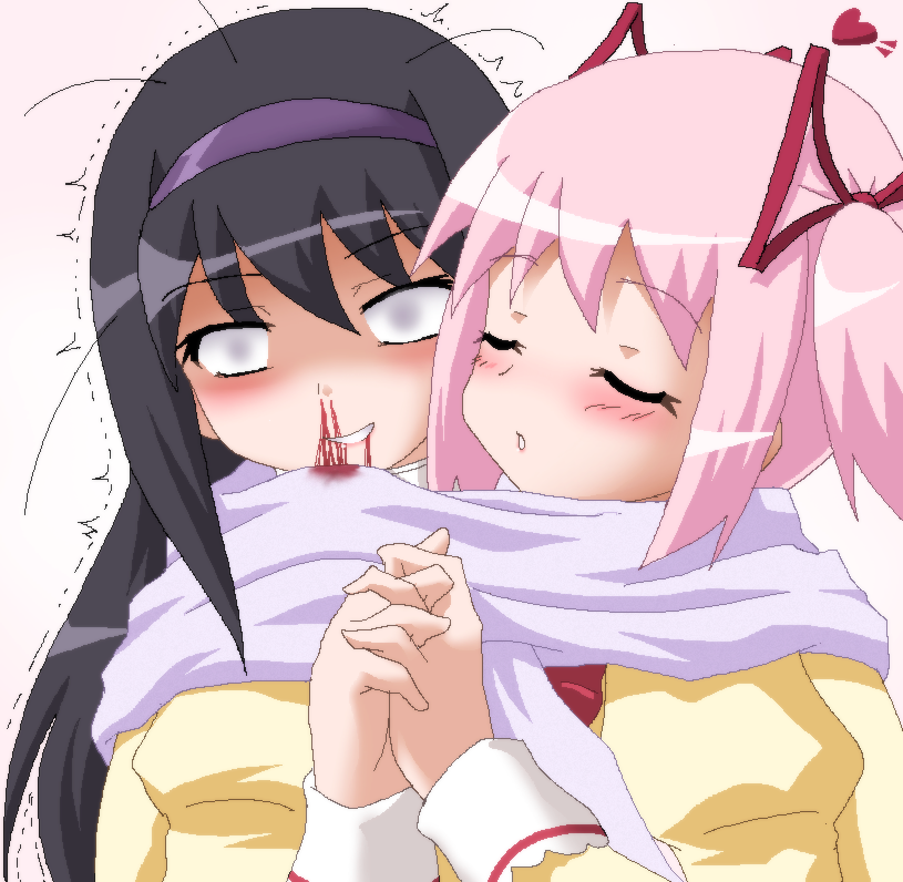 akemi homura and kaname madoka (mahou shoujo madoka magica) drawn by hayashiya_zankurou