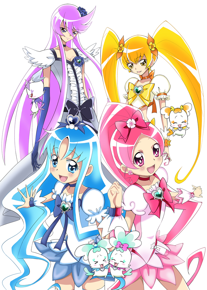 kurumi erika, hanasaki tsubomi, tsukikage yuri, myoudouin itsuki, cure marine, and 7 more (precure and 1 more) drawn by yotsuha_(little_squash)