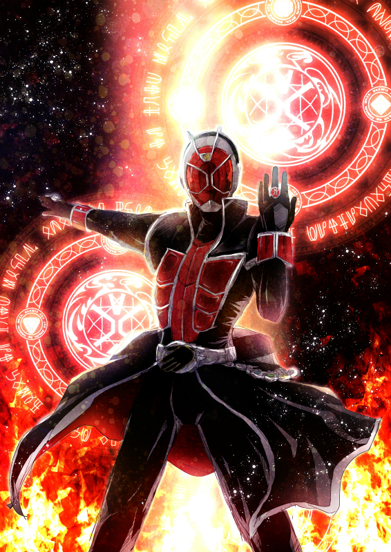kamen rider wizard and flame style (kamen rider and 1 more) drawn by nagashiro_rouge