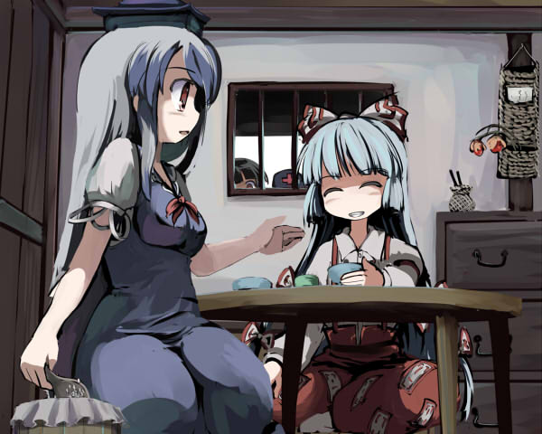 fujiwara no mokou, kamishirasawa keine, houraisan kaguya, and yagokoro eirin (touhou) drawn by gatau