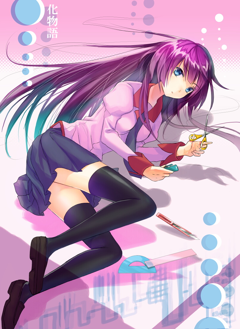 senjougahara hitagi (monogatari and 1 more) drawn by hayama_eishi