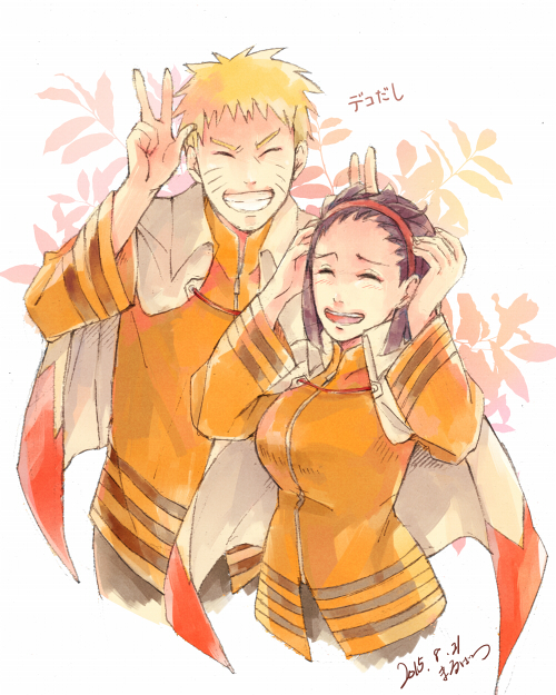 uzumaki naruto and hyuuga hinata (naruto and 1 more) drawn by marubatsu_(oxoxox177)