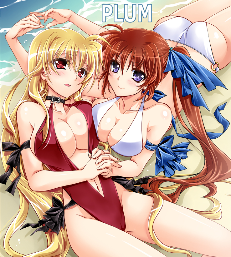 fate testarossa and takamachi nanoha (lyrical nanoha) drawn by kanna_(plum)