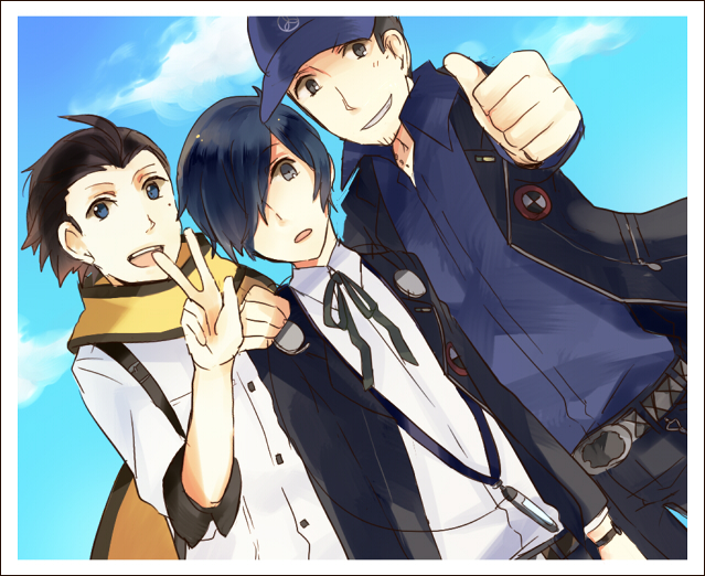 yuuki makoto, iori junpei, and mochizuki ryouji (persona and 1 more) drawn by mentaishi