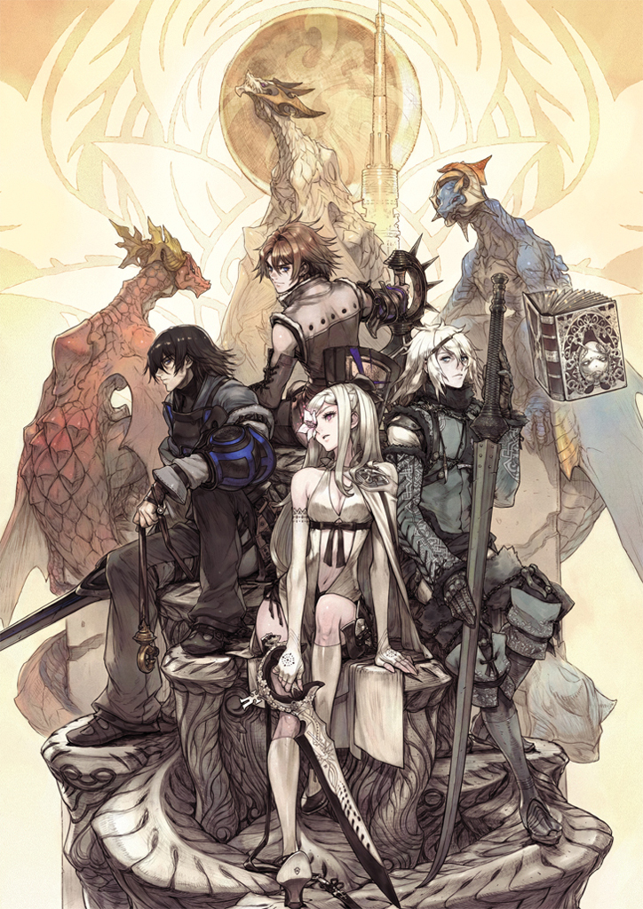 zero, nier, caim, grimoire weiss, mikhail, and 3 more (nier and 4 more) drawn by fujisaka_kimihiko