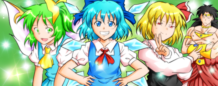 cirno, rumia, daiyousei, and broly (touhou and 2 more) drawn by ohoho