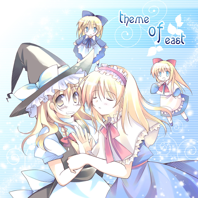 kirisame marisa, alice margatroid, shanghai doll, and hourai doll (touhou) drawn by mizuki_toko