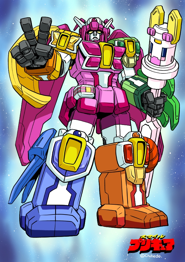 cure peace, cure beauty, cure happy, cure march, cure sunny, and 1 more (precure and 1 more) drawn by chihedo